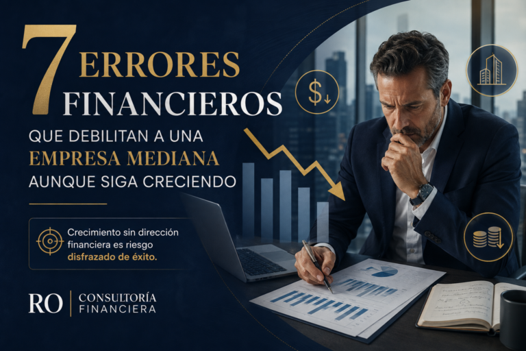 Infografía resumen: siete errores financieros que debilitan a una empresa mediana